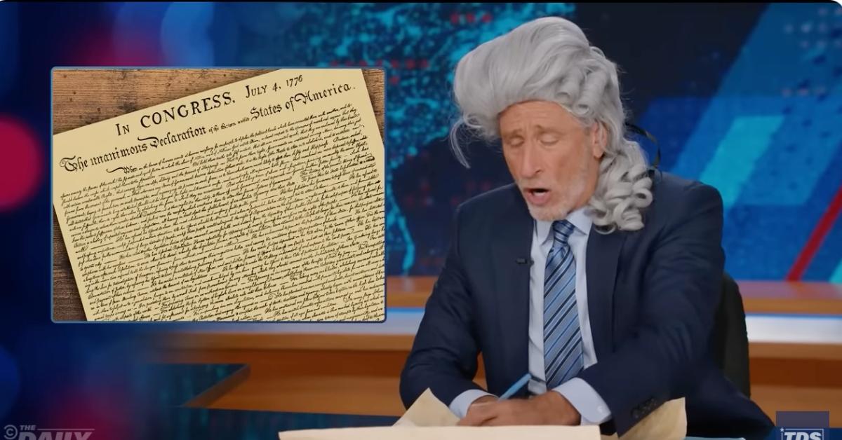 Photo of Stewart noted that Trump has done some of the same things people complained about they made the Declaration of Independence.