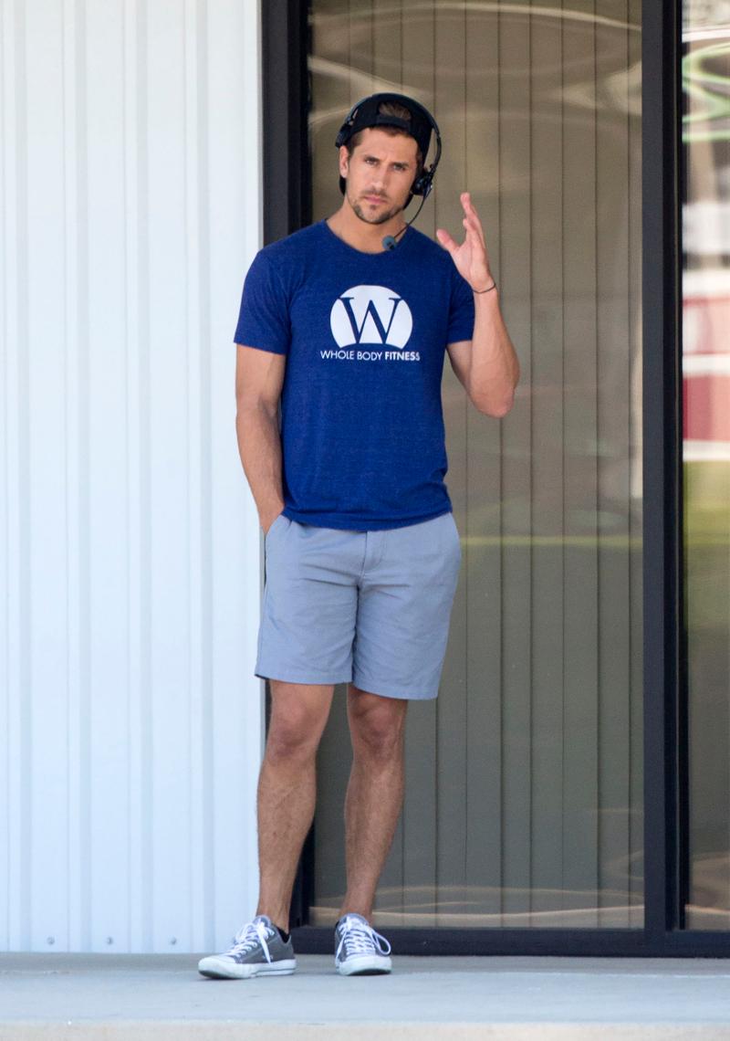 EXCLUSIVE: **PREMIUM EXCLUSIVE RATES APPLY**NO WEB until 9am ET July 16, 2016* Bachelorette contestant Jordan Rodgers makes a string of animated phone calls as he hangs out at a gym in Chico, California