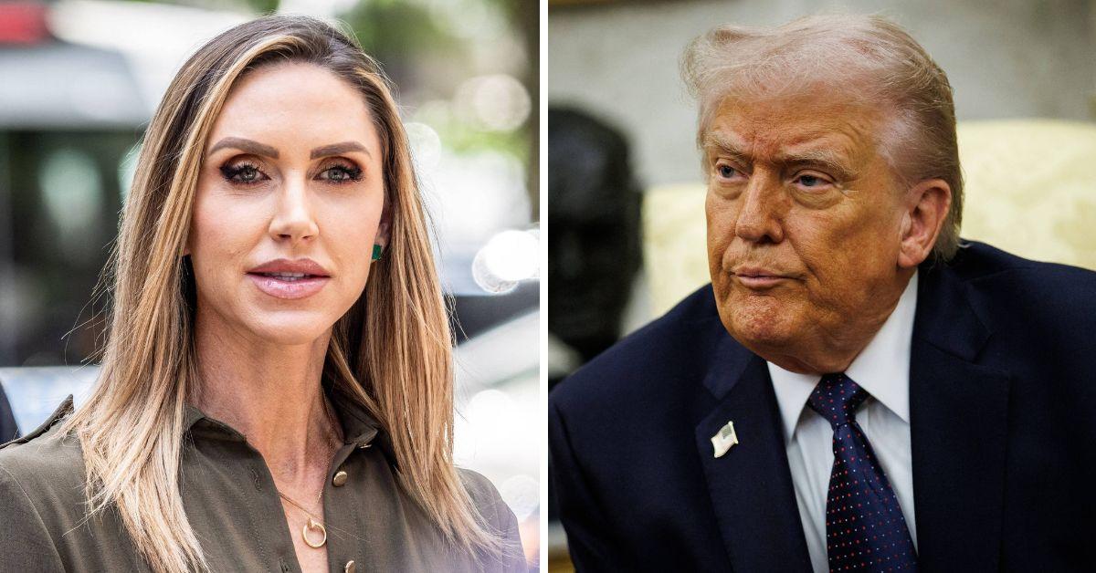 split photo of Lara & Donald Trump