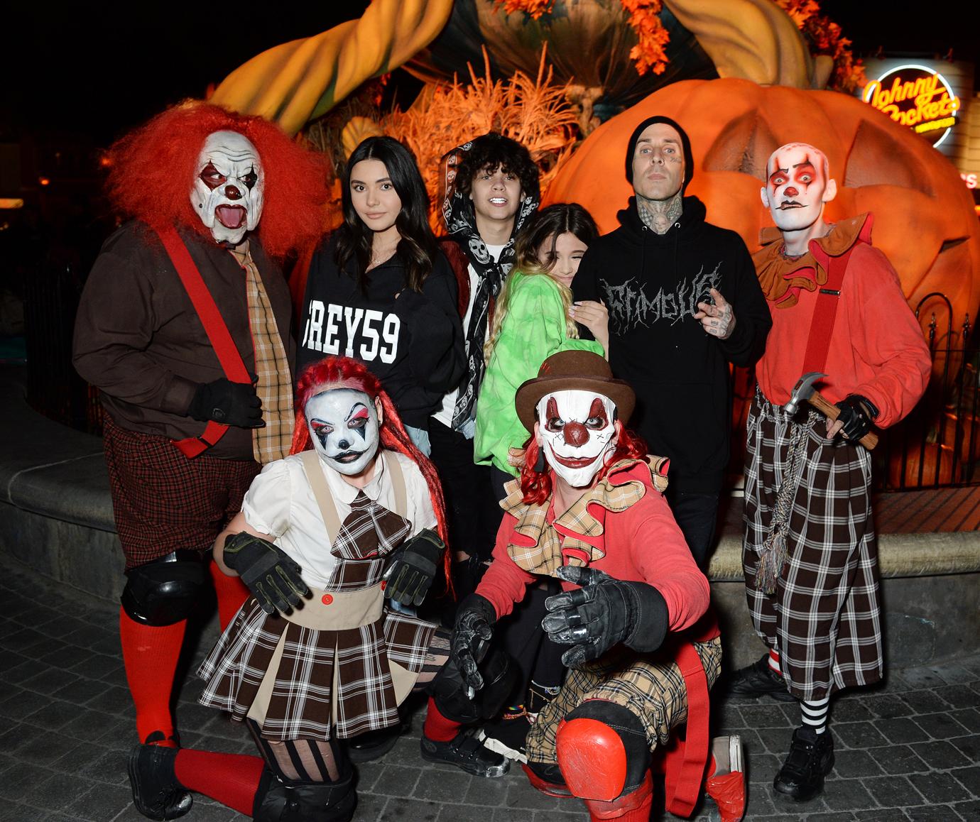 Travis Barker and Family at Knott's Scary Farm