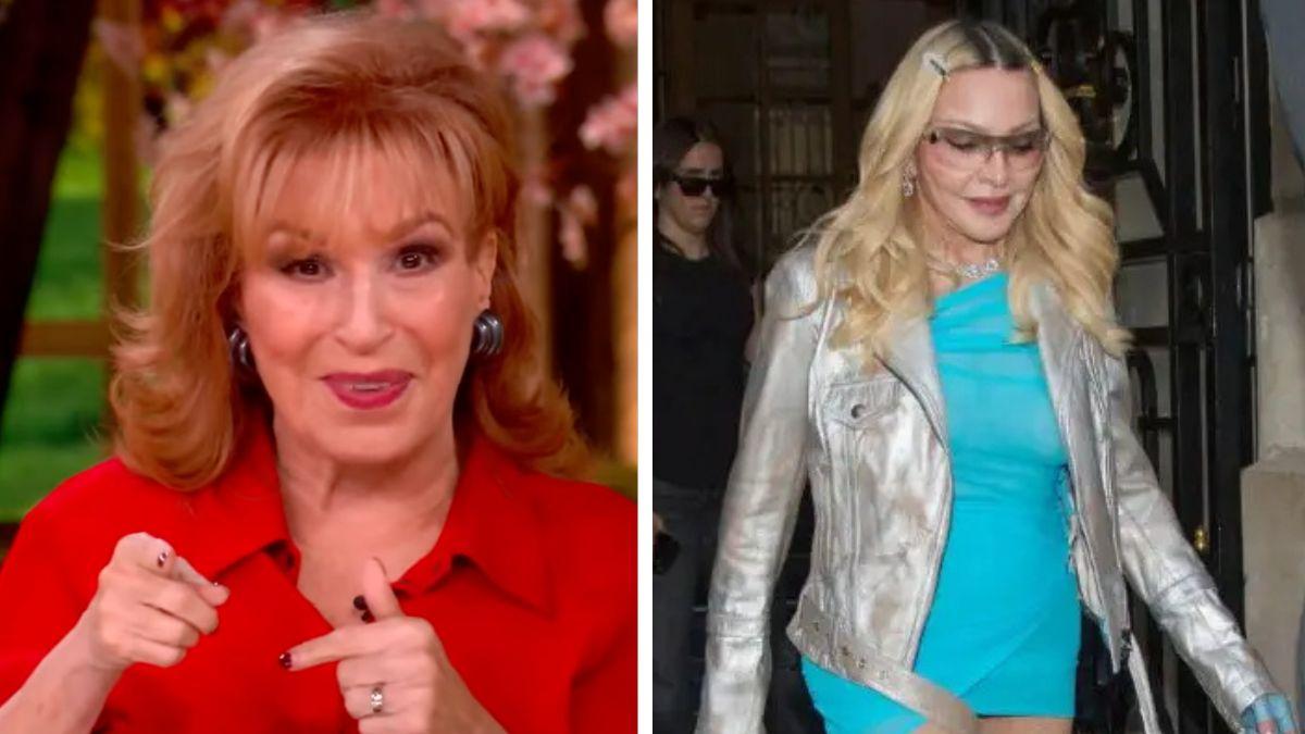 Split photo of Joy Behar and Madonna