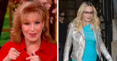 Split photo of Joy Behar and Madonna
