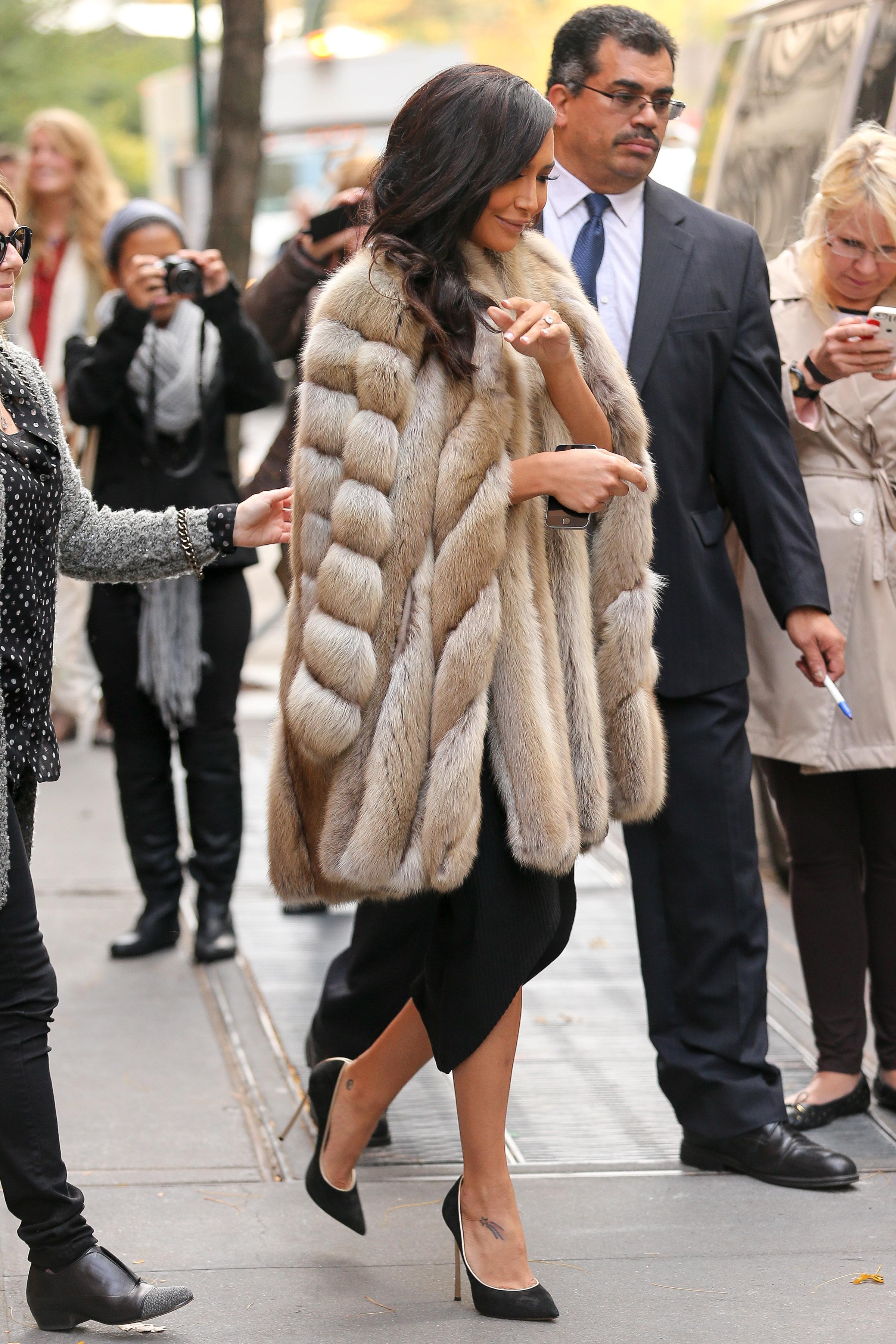 Naya Rivera wears a furry coat after co hosting &#8220;The View&#8221; in New York City