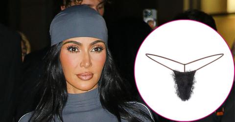 Composite photo of Kim Kardashian and SKIMS new underwear.