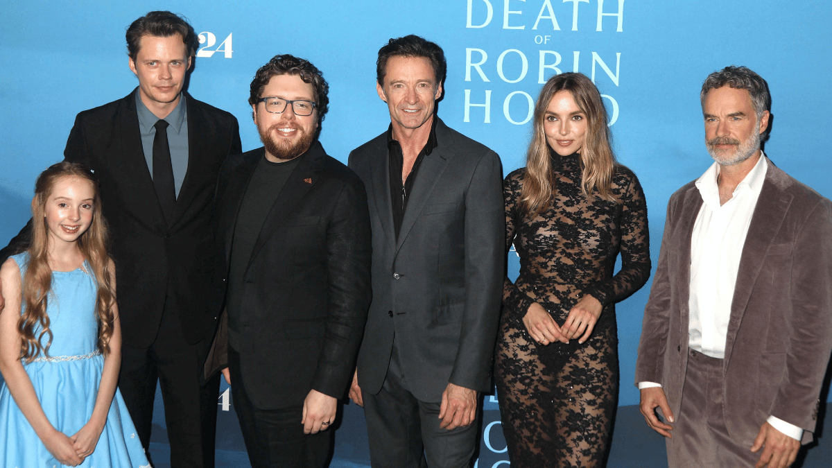 Photo of Faith Delaney, Bill Skarsgard, Michael Sarnoski, Hugh Jackman, Jodie Comer and Murray Bartlett. 