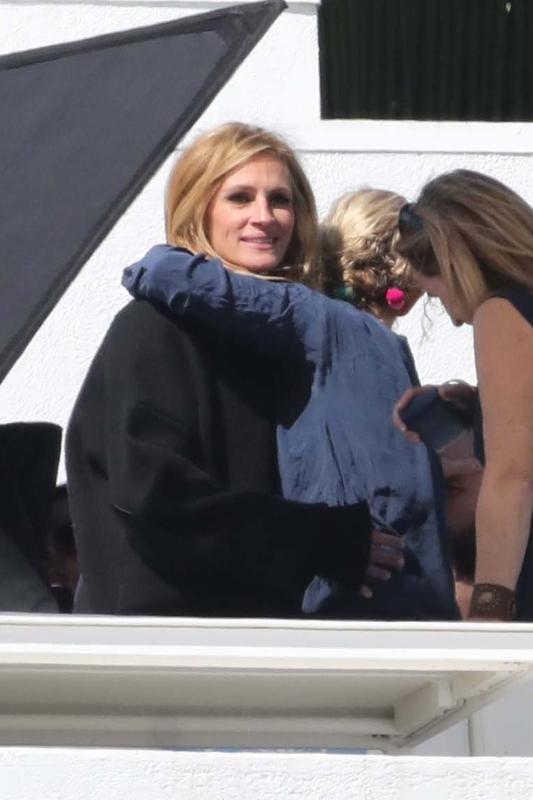 Julia Roberts spends the day on set of a photoshoot in Malibu, CA