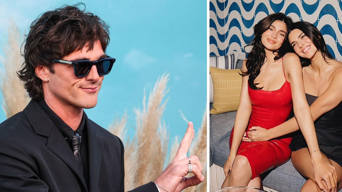 Photo of Timothée Chalamet; photo of Kylie Jenner and Kendall Jenner