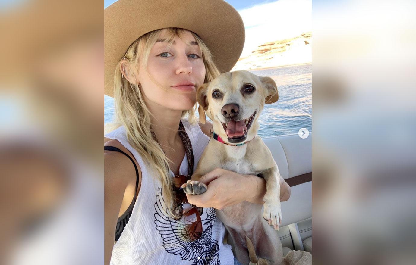 Miley Cyrus And Her Dog Vacation Cryptic Instagram Post Goodbyes Kaitlynn Carter Split