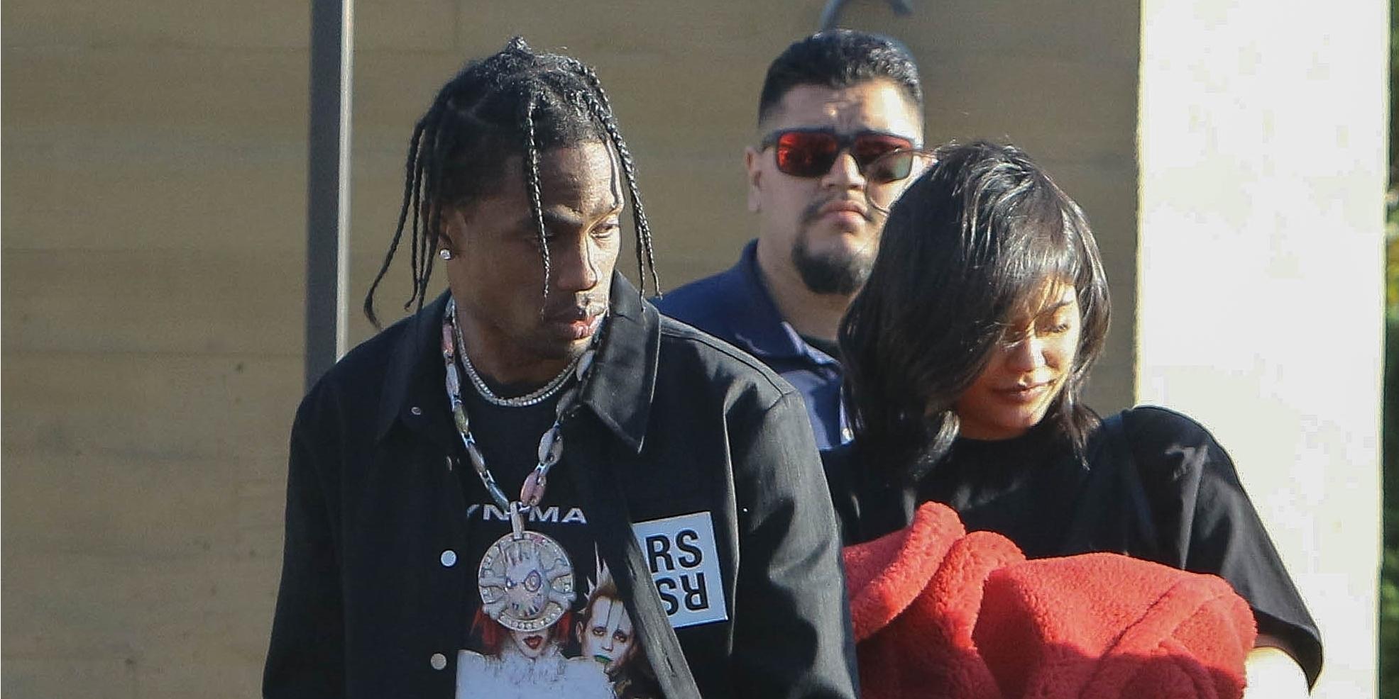 New parents Kylie Jenner and Travis Scott leave after lunch at Nobu