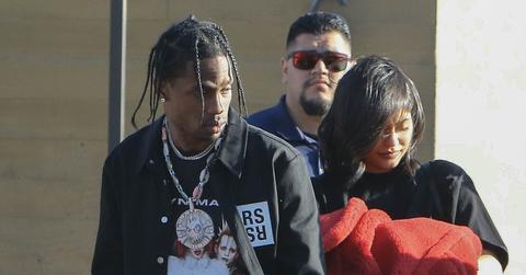 New parents Kylie Jenner and Travis Scott leave after lunch at Nobu