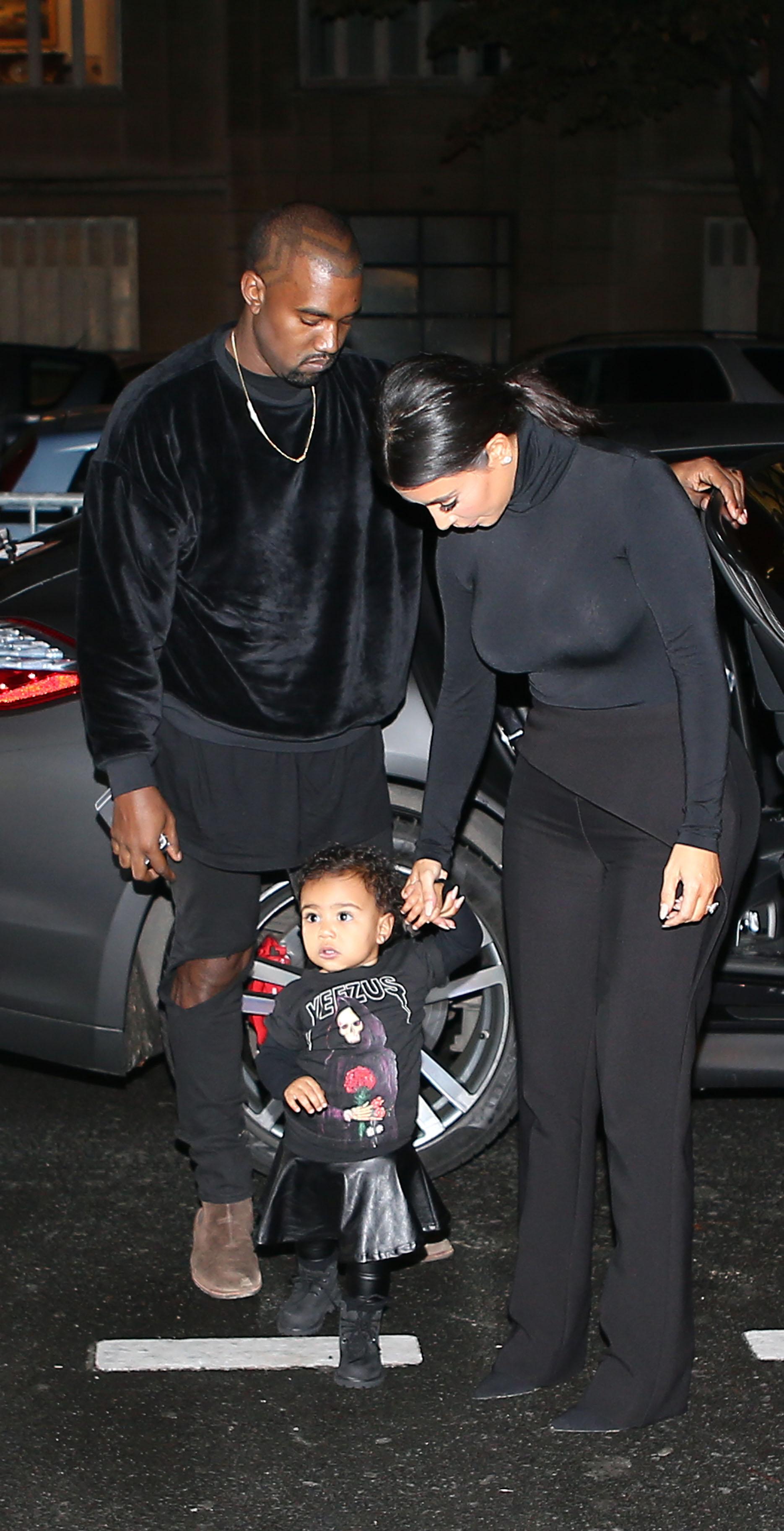 Kim Kardashian, Kanye West and North West head back to their hotel in Paris