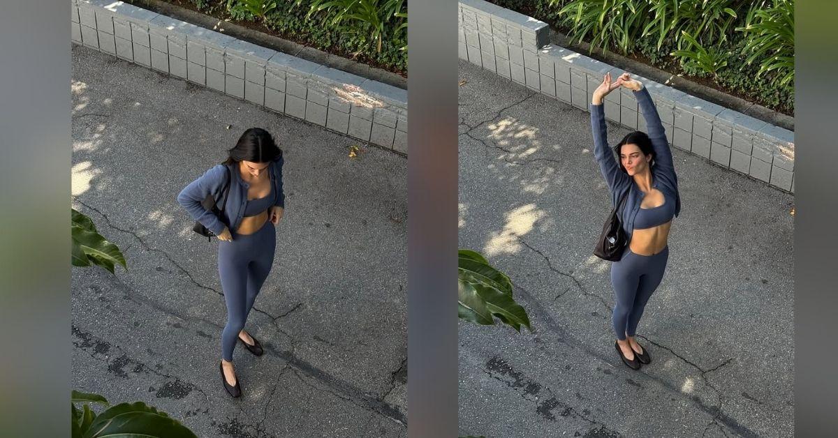 image of The model showed off her abs while taking photos at home.