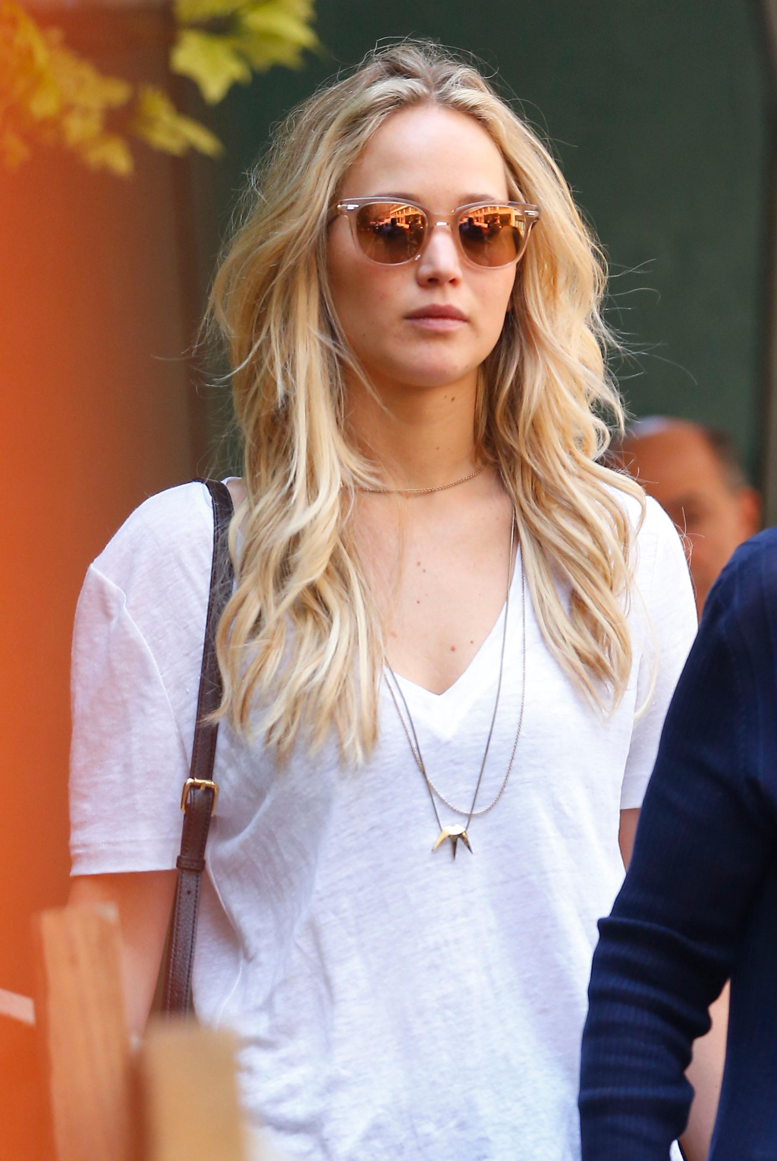 Jennifer Lawrence seen apartment hunting in Tribeca, New York City