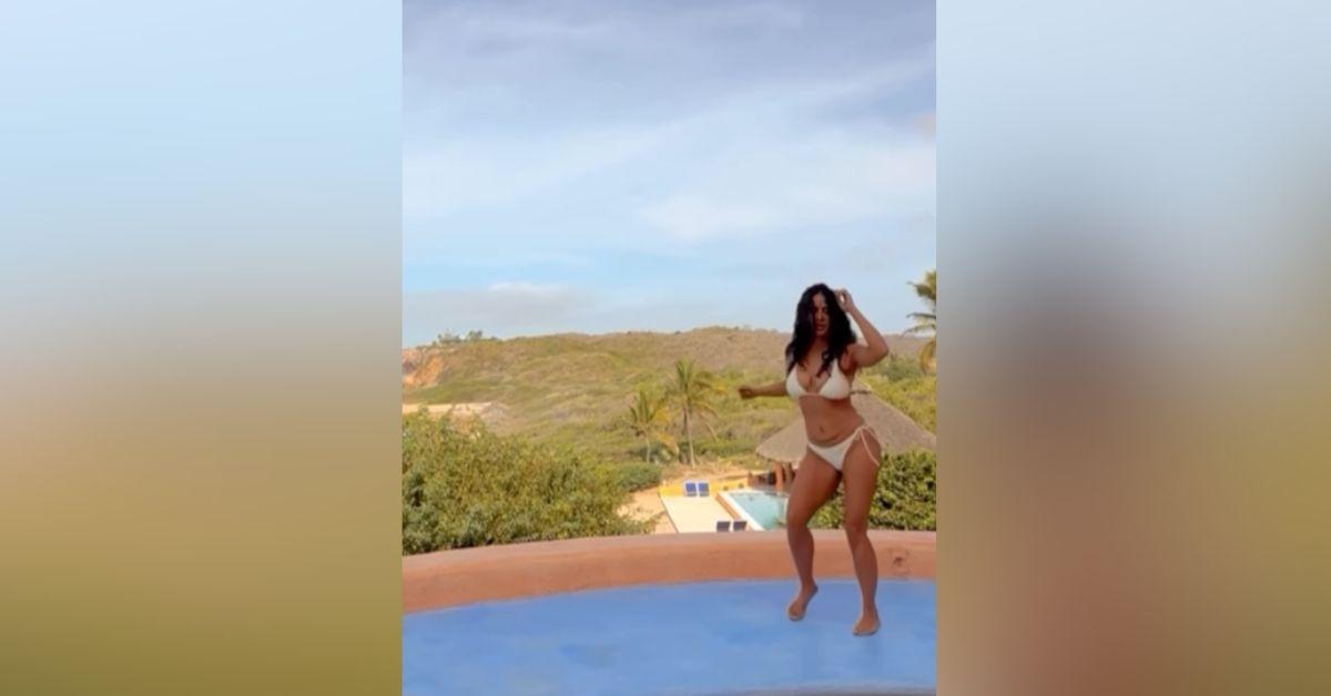 image of The video featured the actress dancing barefoot to a Bad Bunny track
