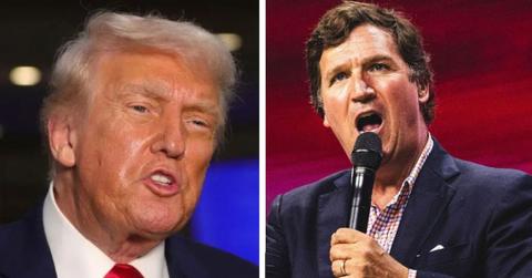 split photo of donald trump and tucker carlson
