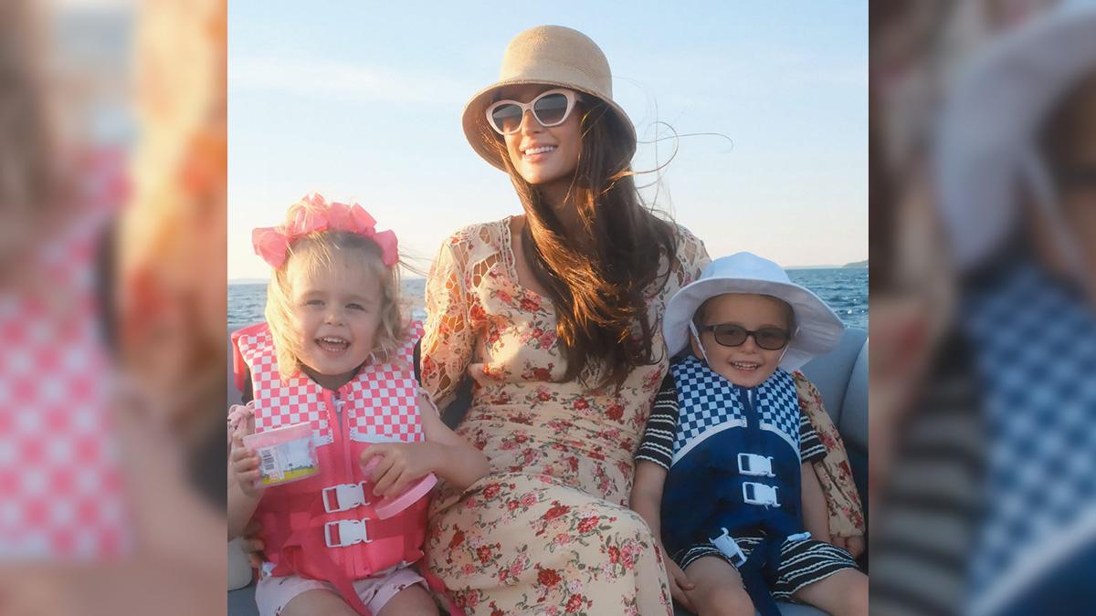 Image of Paris Hilton took her kids to the festival in Michigan. 