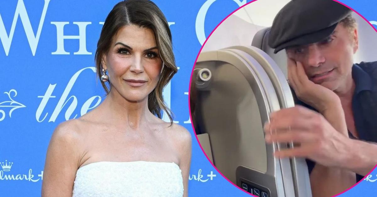 Lori Loughlin Shares Hilarious Plane Video With 'Full House' Costar John Stamos as He Tries to Keep His Distance With His Dinner Tray: Watch