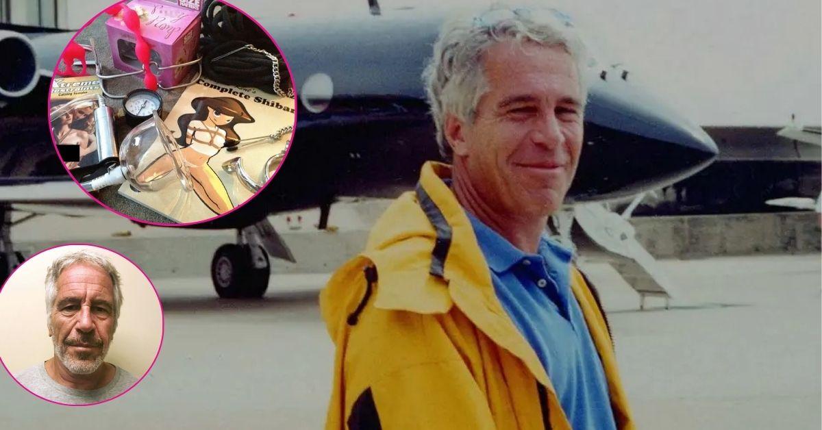 composite photo of jeffrey epstein and toys