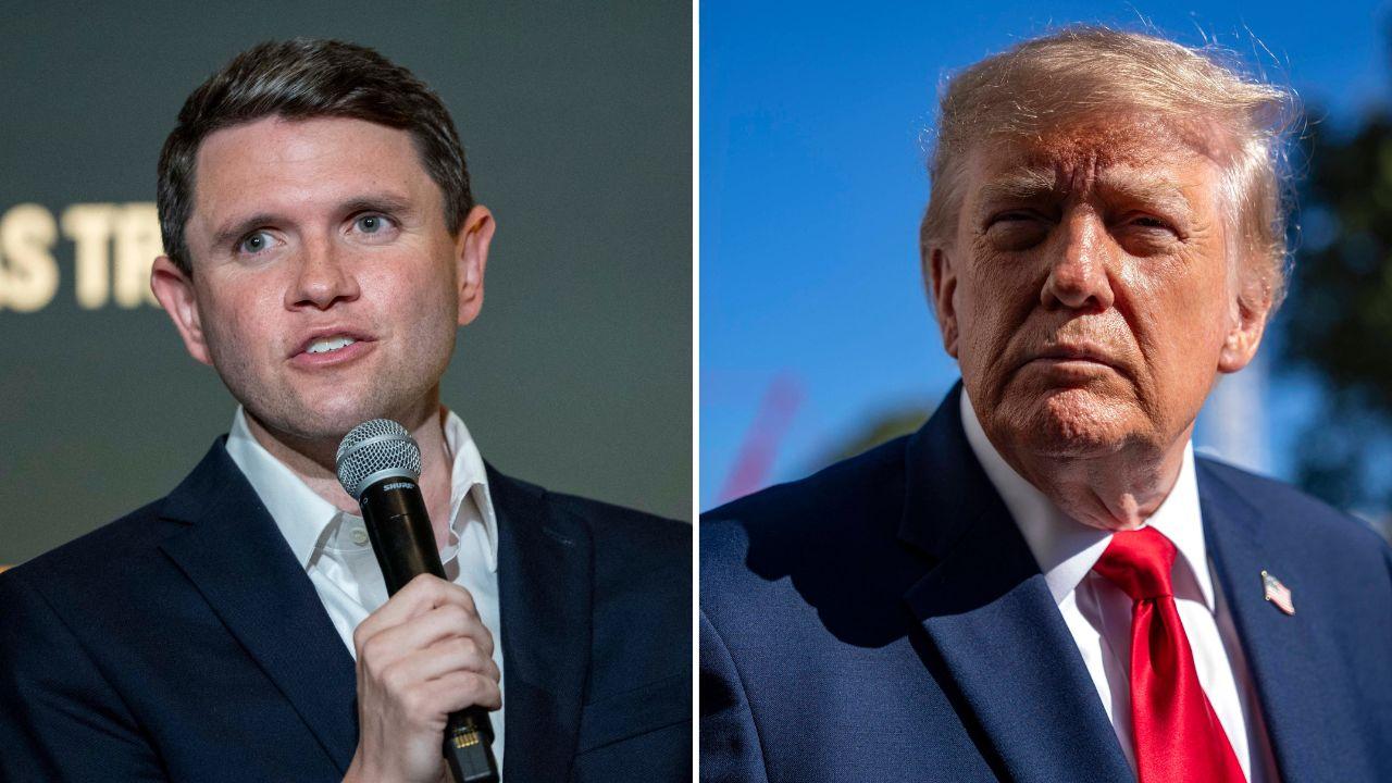 Split image of James Talarico and Donald Trump