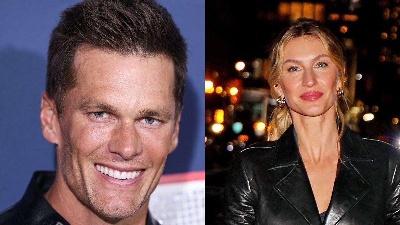 Split image of Tom Brady and Gisele Bündchen.