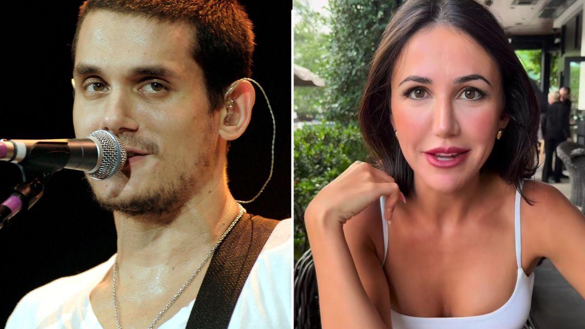 Split Photo of John Mayer and Kat Stickler.