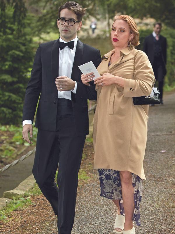 Scarlett Johansson and fiance Romain Dauriac attend the traditional English Wedding of Princess Florence Von Preussen and English Aristocrat James Tollemache