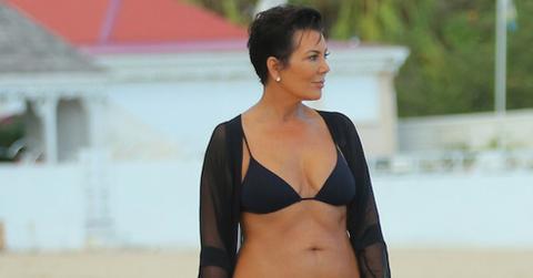 **PREMIUM EXCLUSIVE RATES APPLY NO WEB UNTIL 4PM GMT AUGUST 29TH, NO PRINT UNTIL SEPT 2ND 2015** Pregnant and bikini clad Kim Kardashian takes a walk on the beach with mom Kris and friend Joyce in St Barts