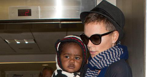 Charlize Theron and her baby Jackson seen arriving at LAX on a flight from Miami