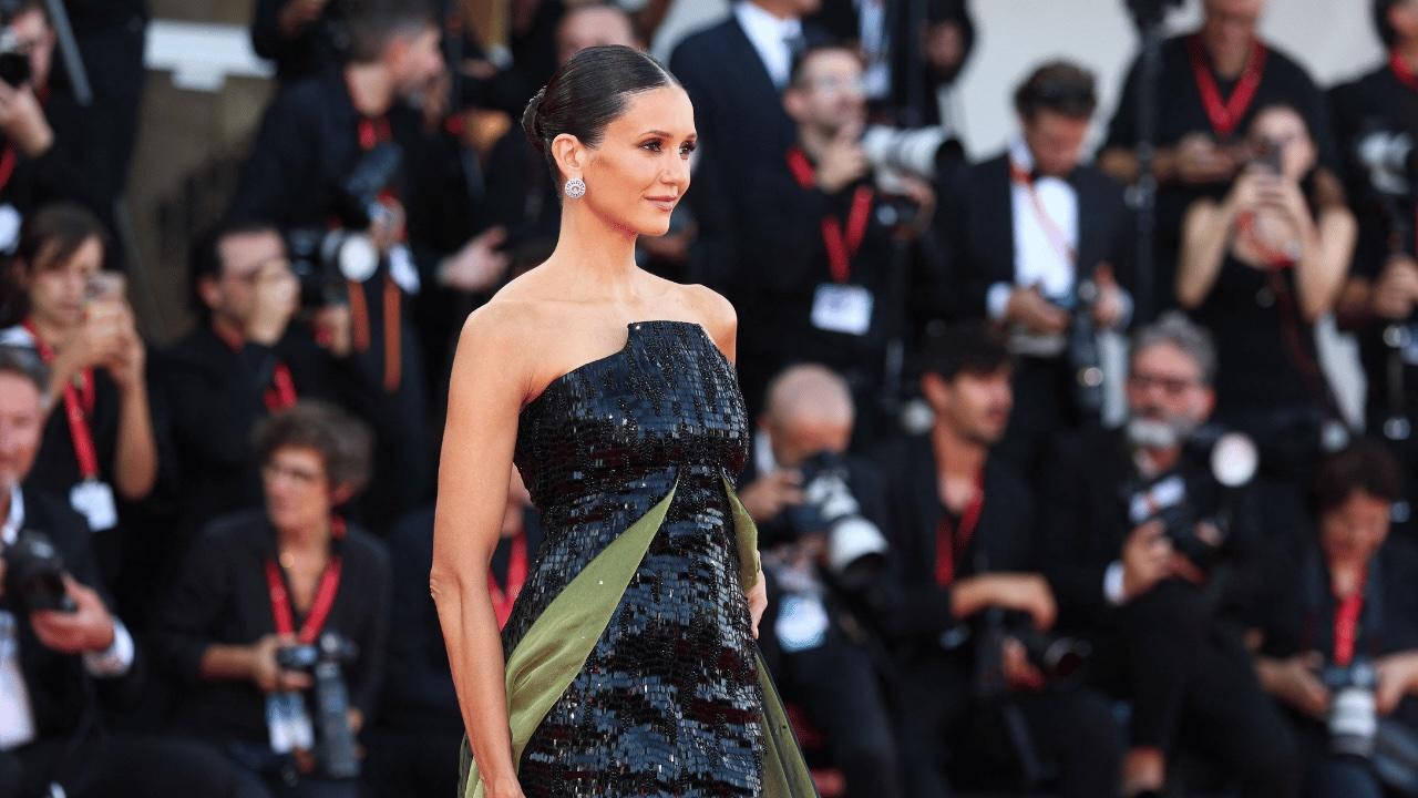 Photo of Nina Dobrev wore a vintage-inspired Armani Privé gown for the 'Ink' premiere.