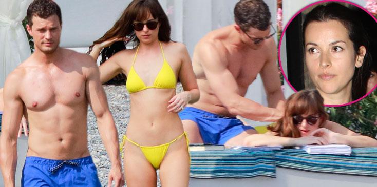 50 shades of grey steamy set photos dakota johnson bikini jamie dornan