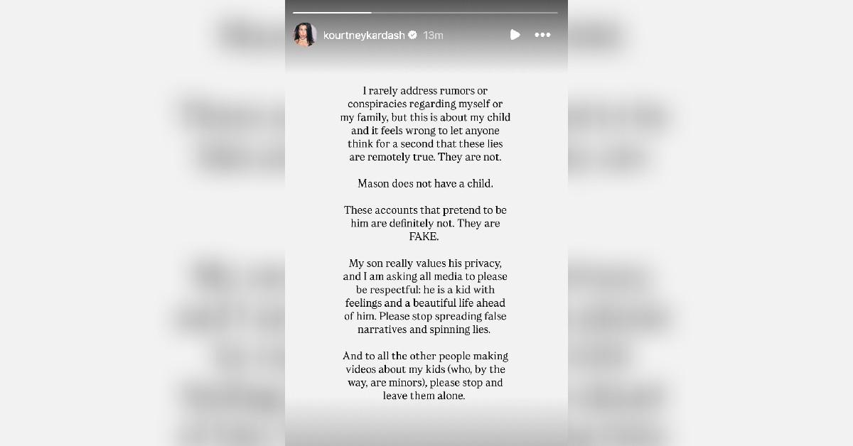 kourtney kardashian blasts rumors son mason child false narrative