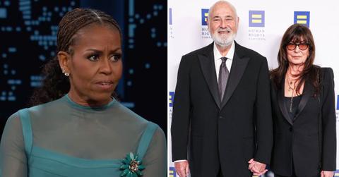 split photo of michelle obama and rob and michele reiner