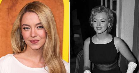 Split photo of Sydney Sweeney and Marilyn Monroe