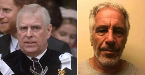 Photo of Prince Andrew; picture of Jeffrey Epstein.