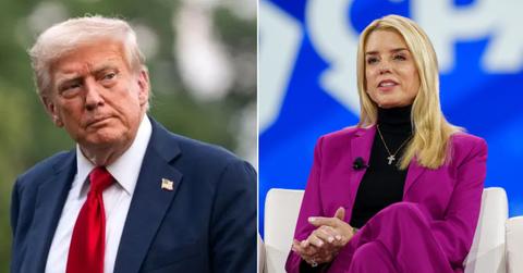 Photo of Donald Trump; picture of Pam Bondi.