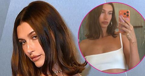 hailey bieber braless white bralette photos