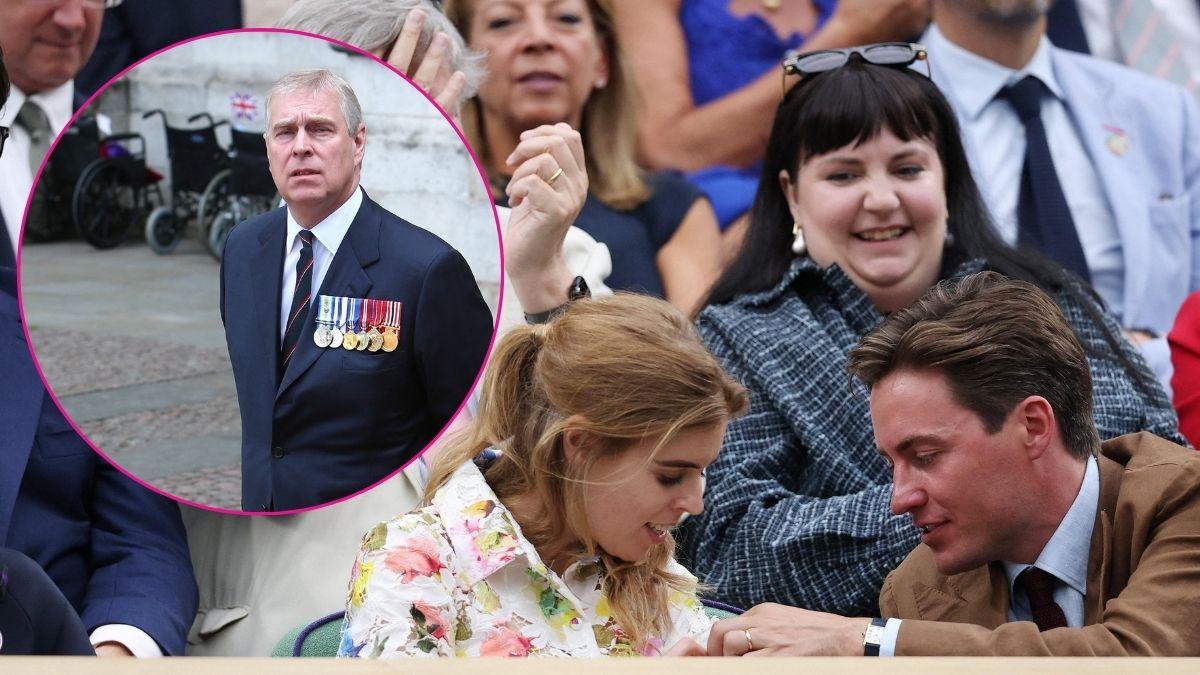 Split photo of Ex-Prince Andrew and Princess Beatrice with Edoardo Mapelli Mozzi.