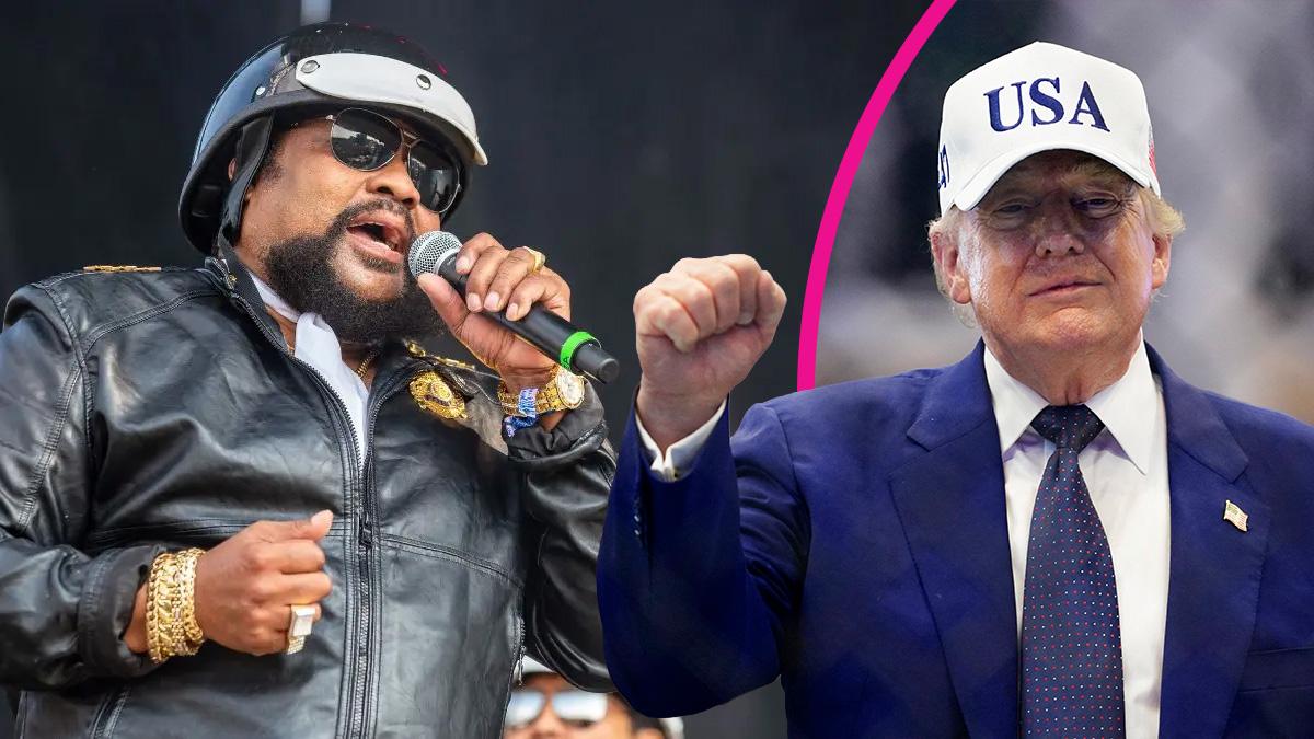 Composite photo of original Village People member Victor Willis and Donald Trump.