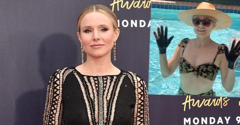 kristen bell wears gloves pool pic pp