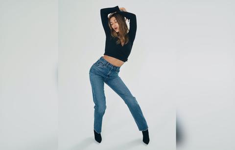 hailey bieber gets flexible for levis