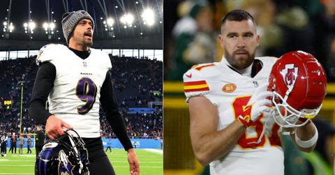 travis kelce painted bad guy justin tucker helmet