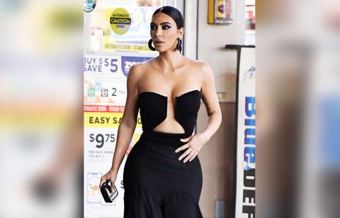 kim kardashian strapless black dress convenience store