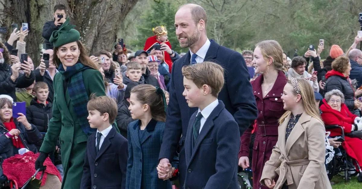 Photo of Prince William's wife, Kate Middleton, stayed home with their three children.