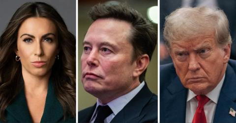 Split photos of Alyssa Farah Griffin, Elon Musk and Donald Trump