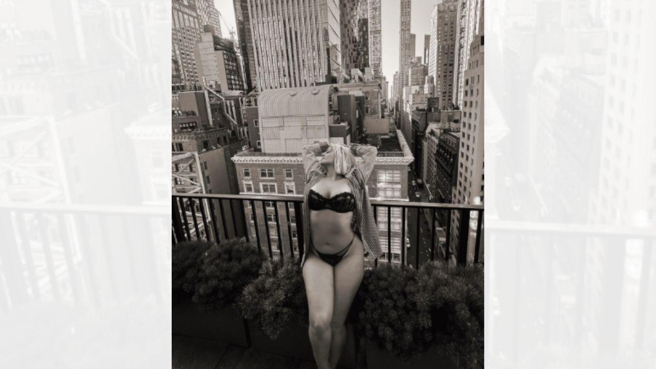 Image of Bebe Rexha showed off her figure in a matching lingerie set.