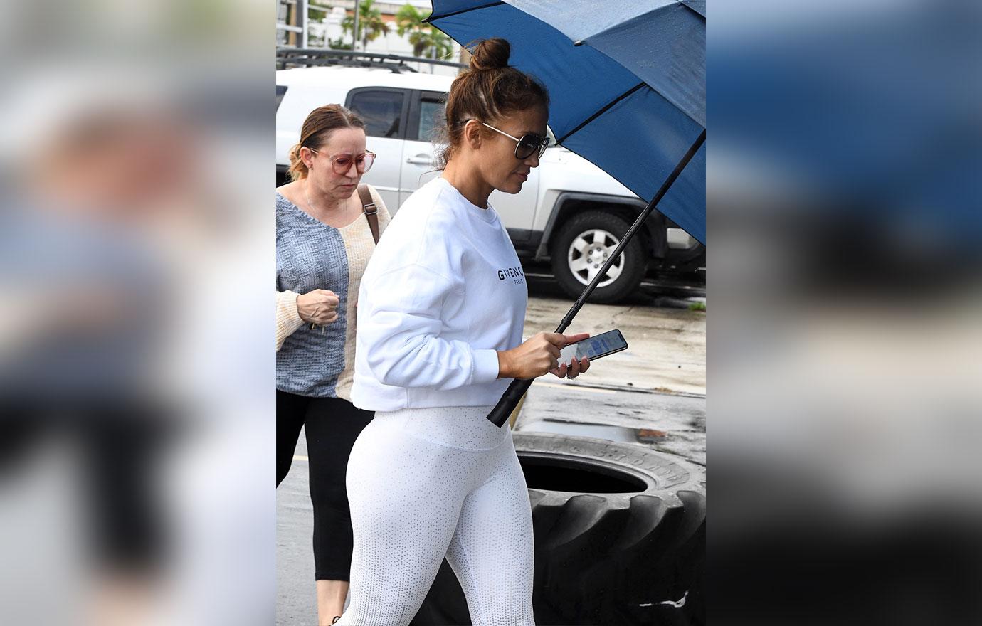 Jennifer Lopez hits the studio in statement leggings after tense