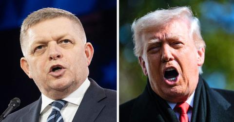 split photo of robert fico and donald trump