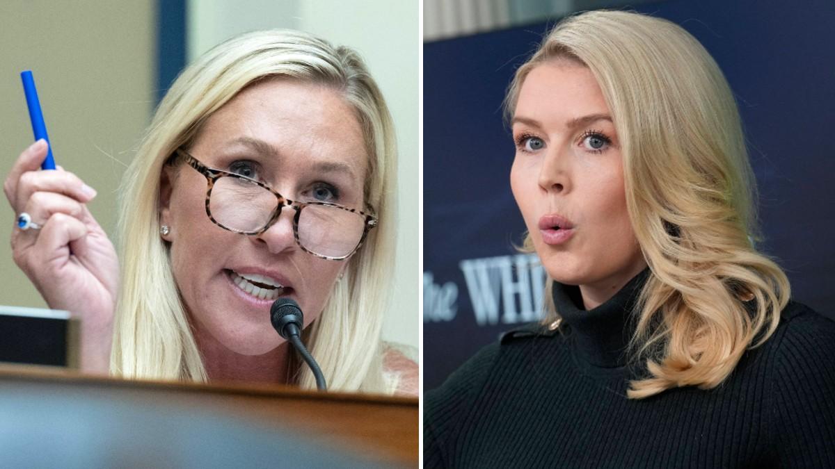 split of Karoline Leavitt, Marjorie Taylor Greene.