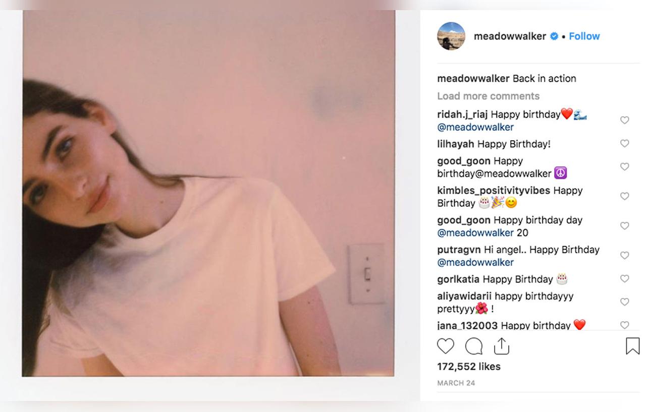 Paul Walker's Daughter Meadow Celebrates Her 20th Birthday