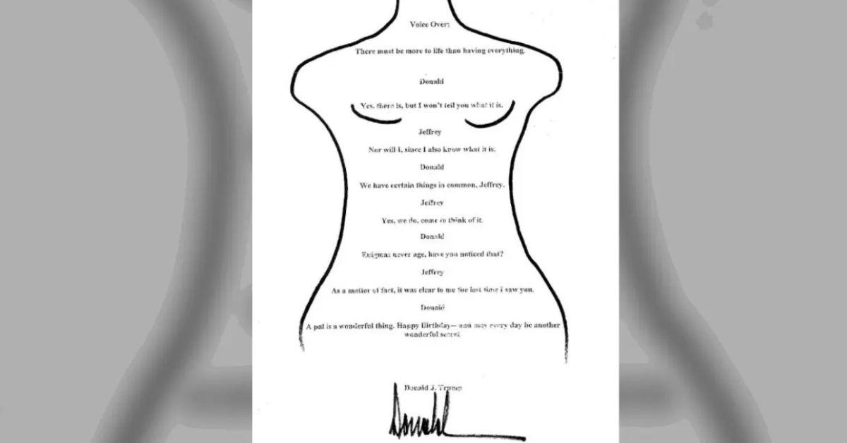 Photo of Donald Trump's alleged sketch in Jeffrey Epstein's birthday book